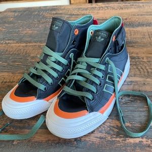 Adidas Hi Top Black Green Orange Nizza ART GZ2653 High Top 8 eye Shoes Nylon 7
